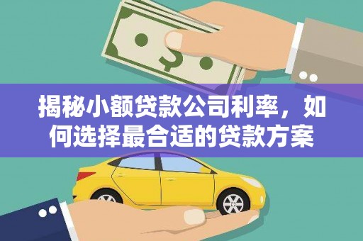 黄岛揭秘小额贷款公司利率，如何选择最合适的贷款方案