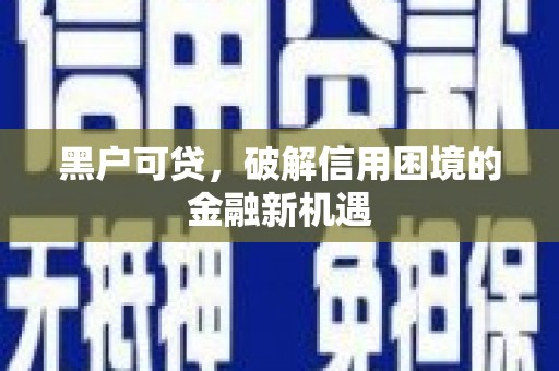 黄岛黑户可贷，破解信用困境的金融新机遇